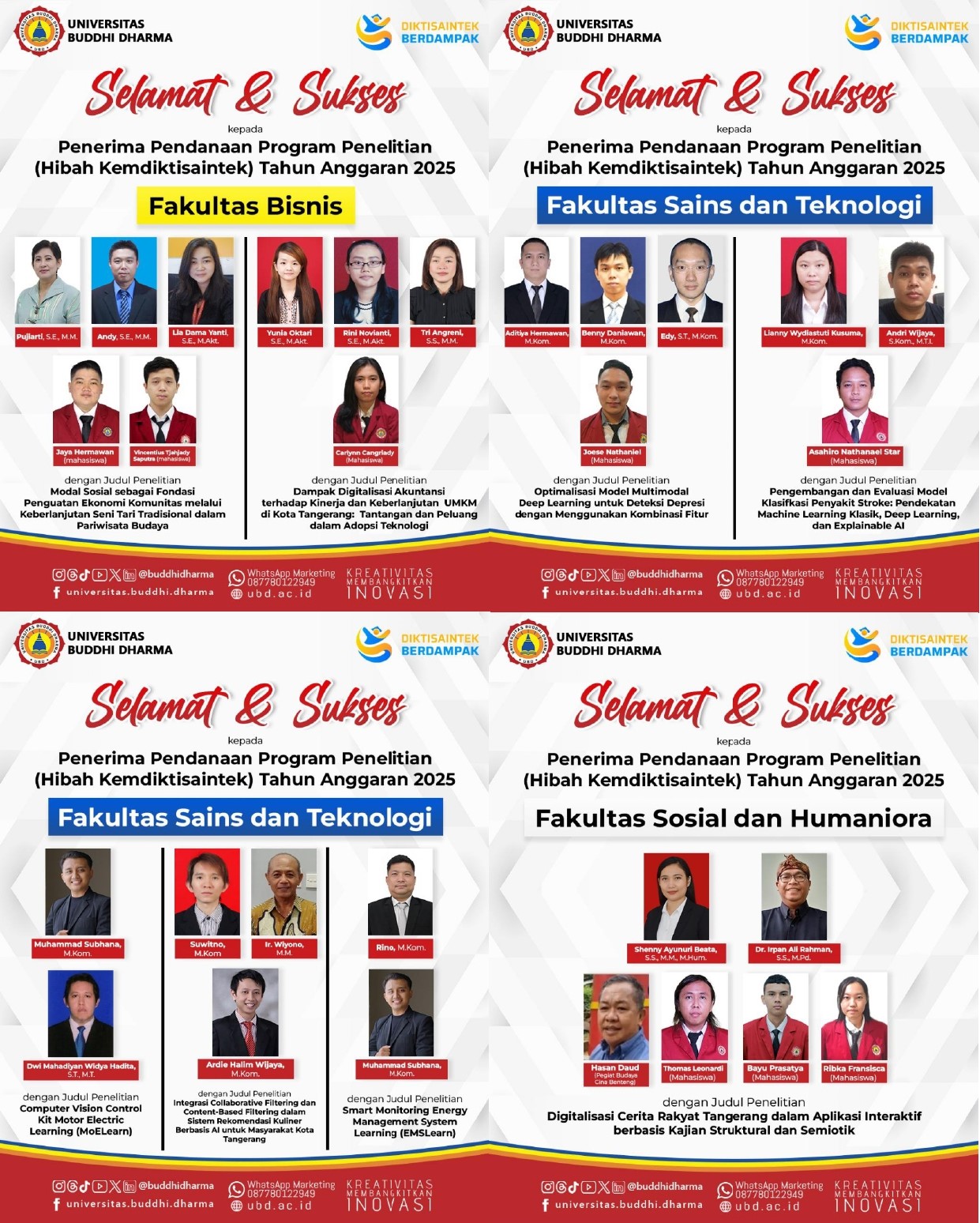 Selamat kepada Penerima Dana Hibah Kemdiktisaintek 2025